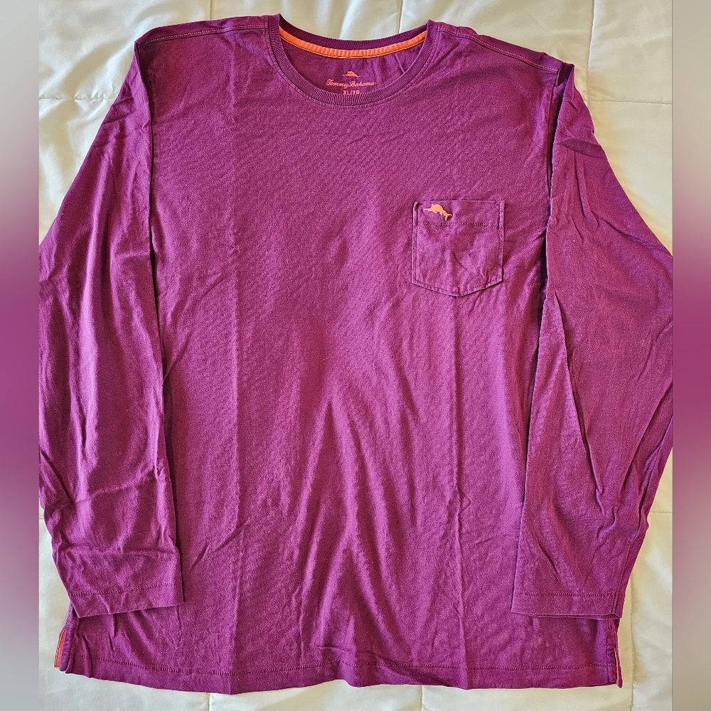 Tommy Bahama Men's New Bali Skyline Tee Long-sleeve Size XL Dark Purple